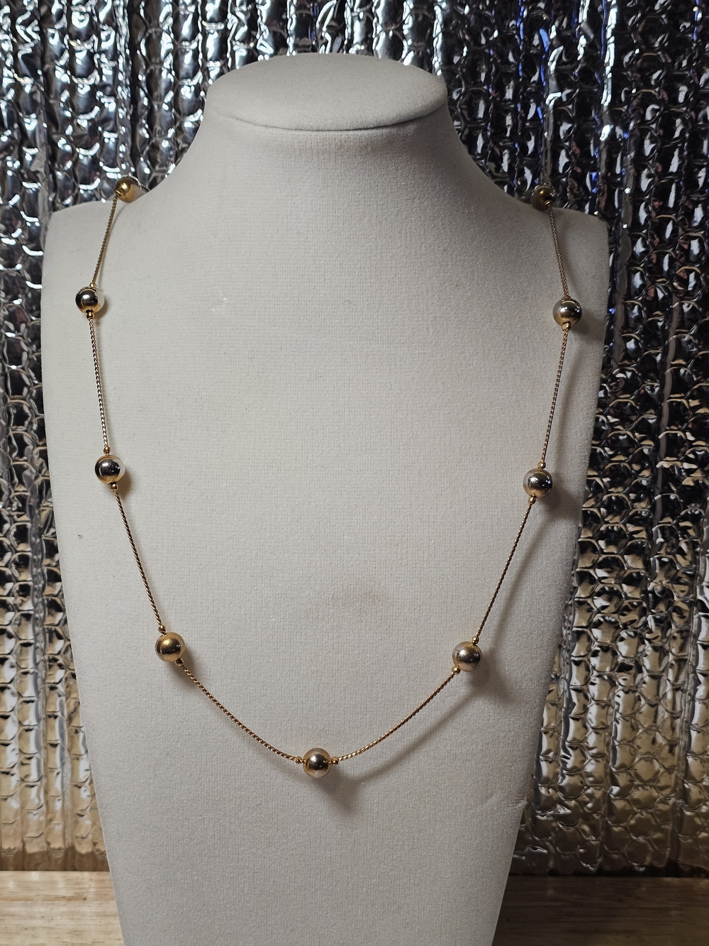 14k Gold-plated Bead Station Long Necklace - 29½" Length